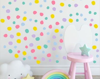 Hand Drawn Dot Decals, Polka Dot Wall Decal, Spots Wall Decor, Polka Dot Wall Stickers, Kids Room Decal, Polka Dot Decal