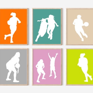 Girls Basketball Wall Art for Bedroom, Basketball Player Gift, Set of 6