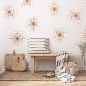 Starburst Wall Decals, Boho Sunburst Wall Decal, Kids Room Wall Art, Sunshine Wall Stickers, Playroom Decor image 2