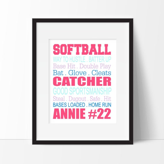 Softball Wall Art Softball Wall Decor Softball Room Decor Etsy
