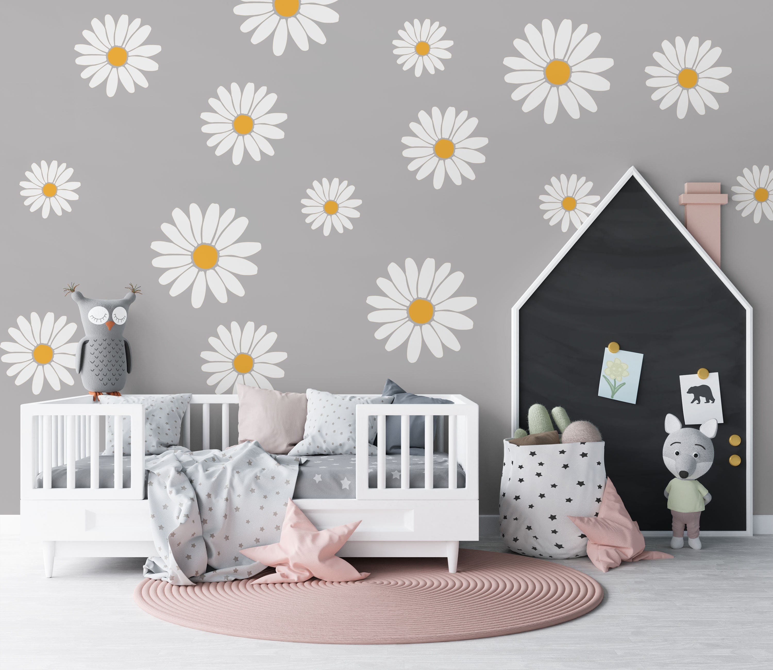 Large Daisy Flowers Vinyl Wall Decal - Colorful Girls Room Decor –  Wallternatives