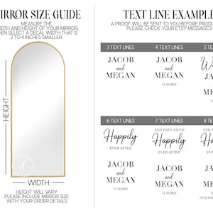 Custom Wedding Decal for Mirror, Personalized Wedding Reception Decal image 2