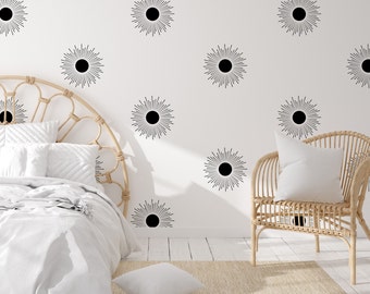 Starburst Wall Decals, Boho Sunburst Wall Decal, Kids Room Wall Art, Sunshine Wall Stickers, Playroom Decor