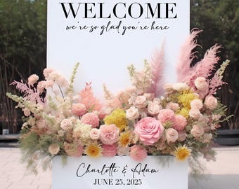 Custom Wedding Flower Box Decal, Wedding Welcome Sign Decal