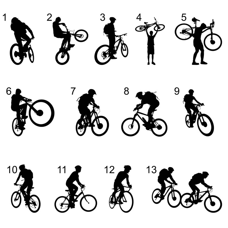 Mountain Biker Silhouette Prints: Custom Colors, Extreme Sports Decor (Digital File) image 2
