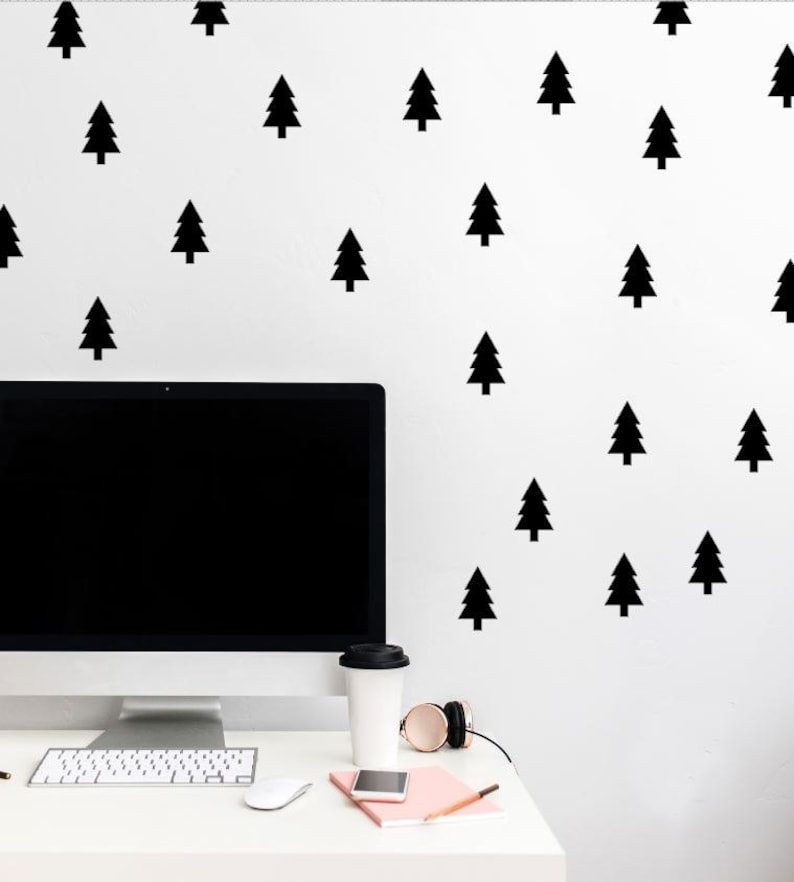 Pine Tree Wall Decal Small Pine Tree Decals Tree Wall Etsy