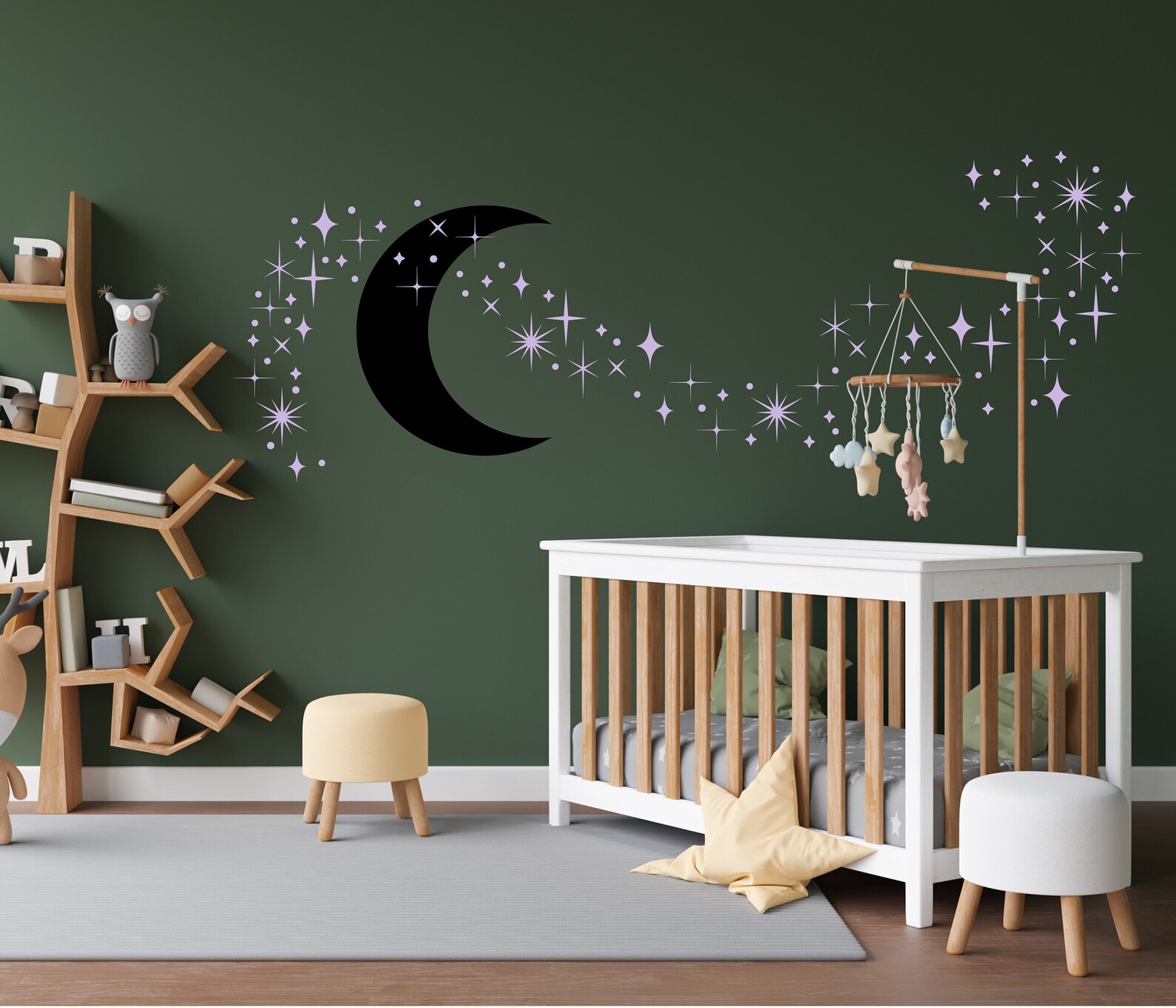 Moon and Stars Decal Star Stickers Kids Wall Decoration Etsy