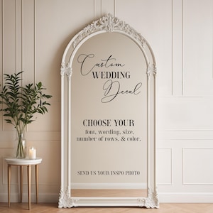 Custom Wedding Decal for Mirror, Personalized Wedding Reception Decal image 1
