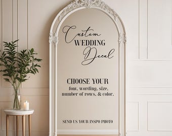 Custom Wedding Decal for Mirror, Personalized Wedding Reception Decal