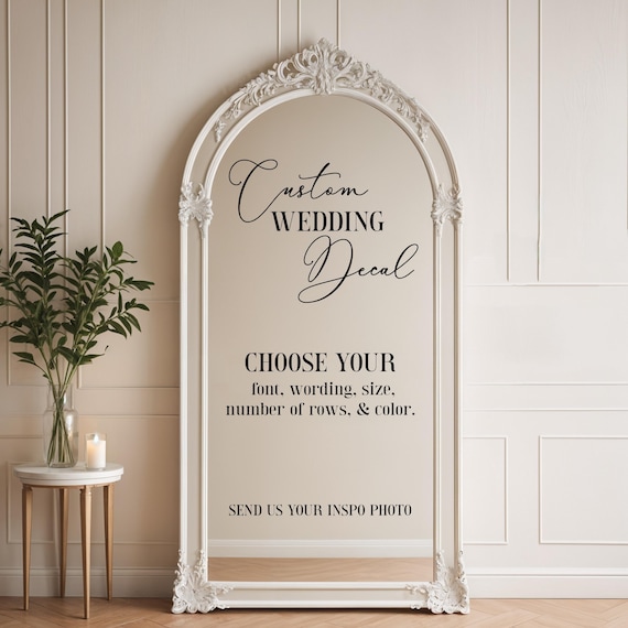 Custom Wedding Decal for Mirror, Personalized Wedding Reception Decal
