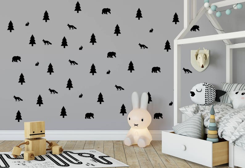 Woodland Decals Tree Wall Decal Kids Wall Decoration Etsy