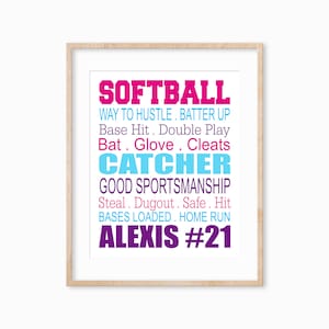 Personalized Softball Print, Softball Room Decor, Makes a Great Gift for any Softball Player