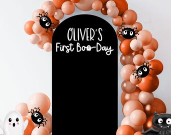 Personalized Halloween Birthday Decal, Boo-Day Party Balloon Arch