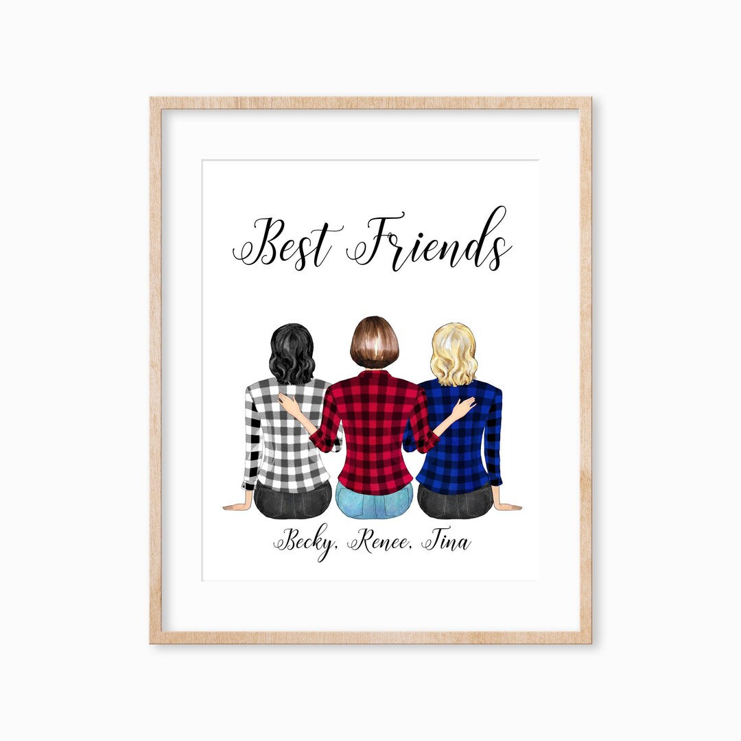 Personalized Friend Print, Custom Sisters Portrait - Etsy