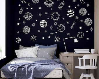 Solar System Wall Decals, Planets, Stars, Nursery Room Decor