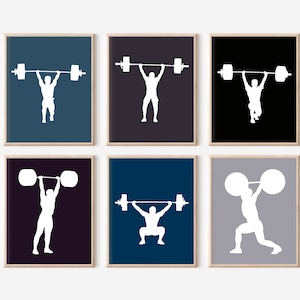 Custom Weightlifter Wall Art, Gifts for Male Weightlifter, Set of 6 Print