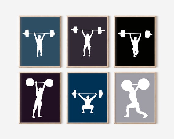 Custom Weightlifter Wall Art, Gifts for Male Weightlifter, Set of 6 Print