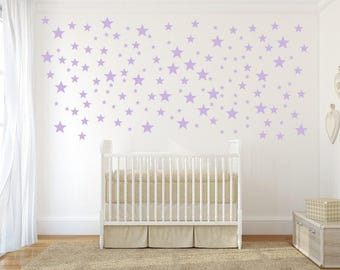 Star Wall Decals, Peel and Stick, Nursery Decor, Set of 140