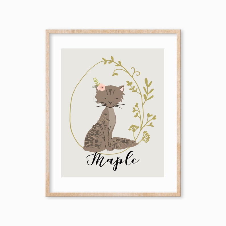 Personalized Pet Print, Pet Remembrance Gift, Cat Lover Gift, Custom Cat Portrait, Cat Mom Gift, Cat Wall Art, Christmas Gift for Mom image 3
