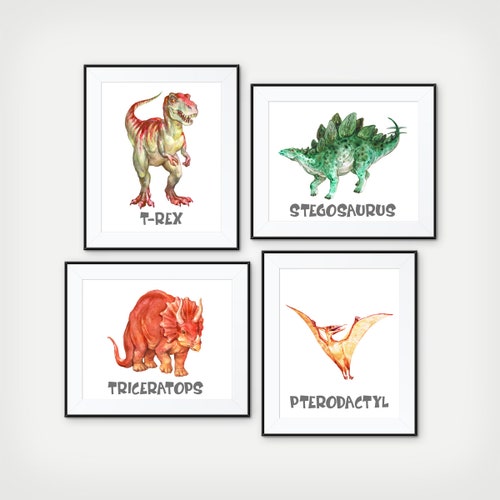 Set of 6 Dinosaur Nursery Prints Nursery Wall Art Dinosaur | Etsy UK
