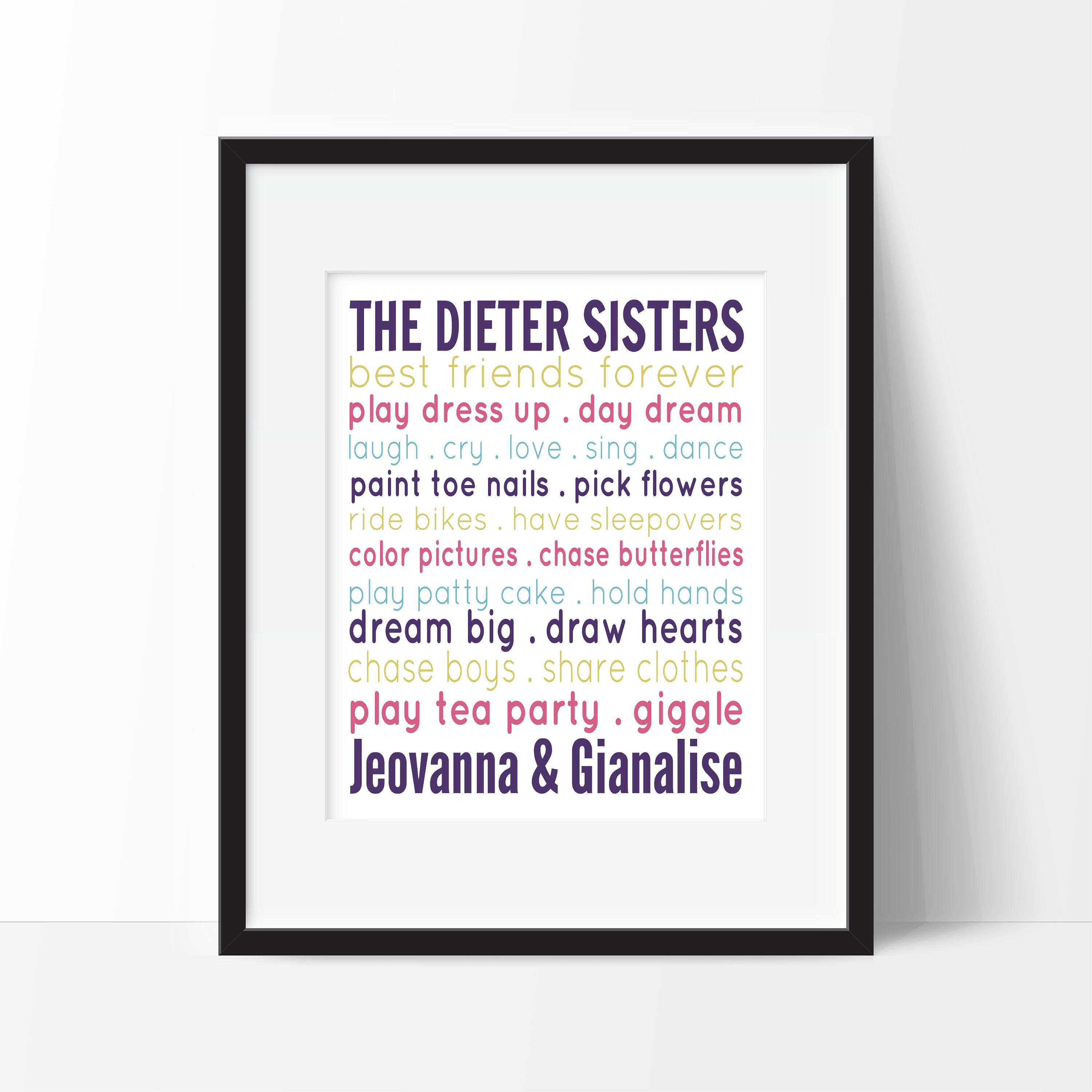 Personalized Sister Wall Decor Girls Bedroom Wall Decor | Etsy