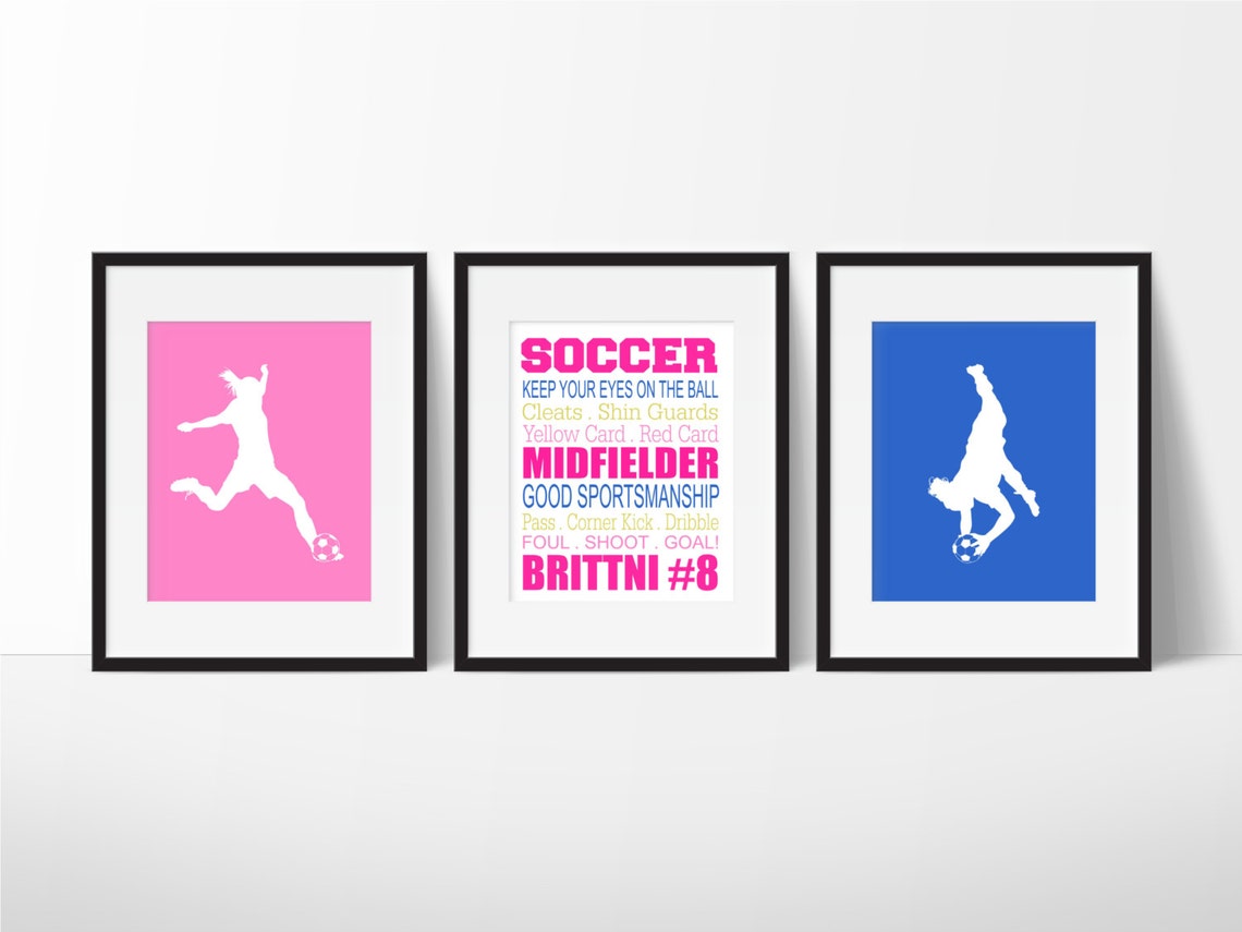 Soccer Wall Art Girls Soccer Decor Personalized Soccer Etsy