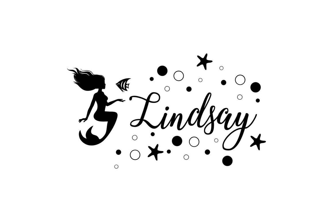 Mermaid Wall Decal With Name Mermaid Wall Decal Girls Room Etsy