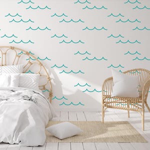 Calcomanías de pared de olas del océano, decoración de casas de playa
