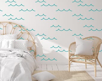 Ocean Waves Wall Decals, Beach House Decor
