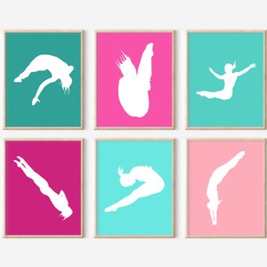 Women Dives Art, Swimming Gifts, Dive Wall Art, Girls Sports Room Decor, Gift for Girl Diver