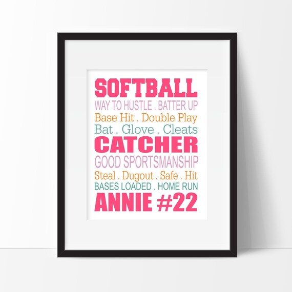 Softball Wall Art Softball Wall Decor Softball Room Decor Makes A Great Gift For Any Softball Player