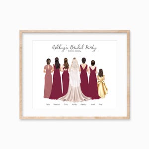 Personalized Bridal Party Portrait Print: Bridesmaids & Flower Girl