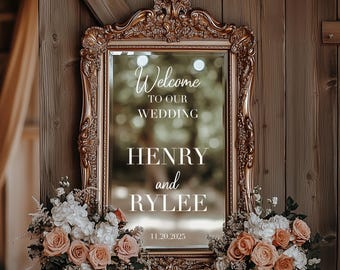 Custom Wedding Welcome Mirror Decal: Personalized Vinyl Sign