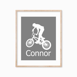 Personalized BMX Prints for Boys Room, Bike Rider Wall Art
