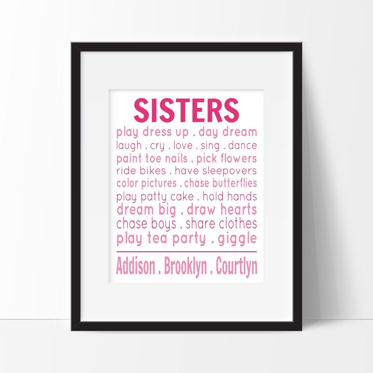 Sister Wall Art Personalized Gift for Girls Girls Room | Etsy