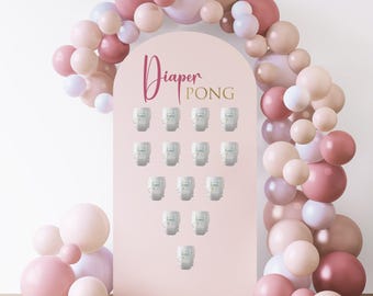 Diaper Pong Decal for Balloon Arch Board, DIY Baby Shower Decorations, Diaper Pong Baby Shower Game
