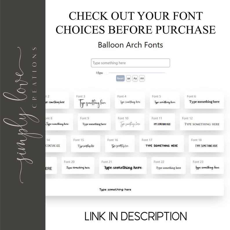 a website page with the words, check out your font choices before purchase