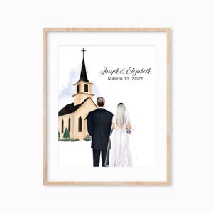 Personalized Bride and Groom Print, Bride and Groom Church Print, Military Wedding Gift Idea, Wedding Gift for Him