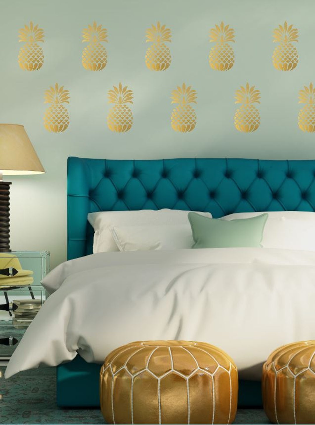 Pineapple Wall Decal Large 10 Pineapples Sticker Pineapple Wall 
