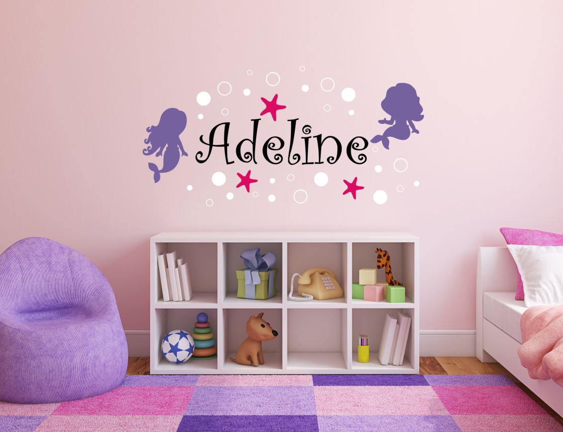 Girl Wall Decal Name Mermaid Wall Decal With Name Mermaid Etsy