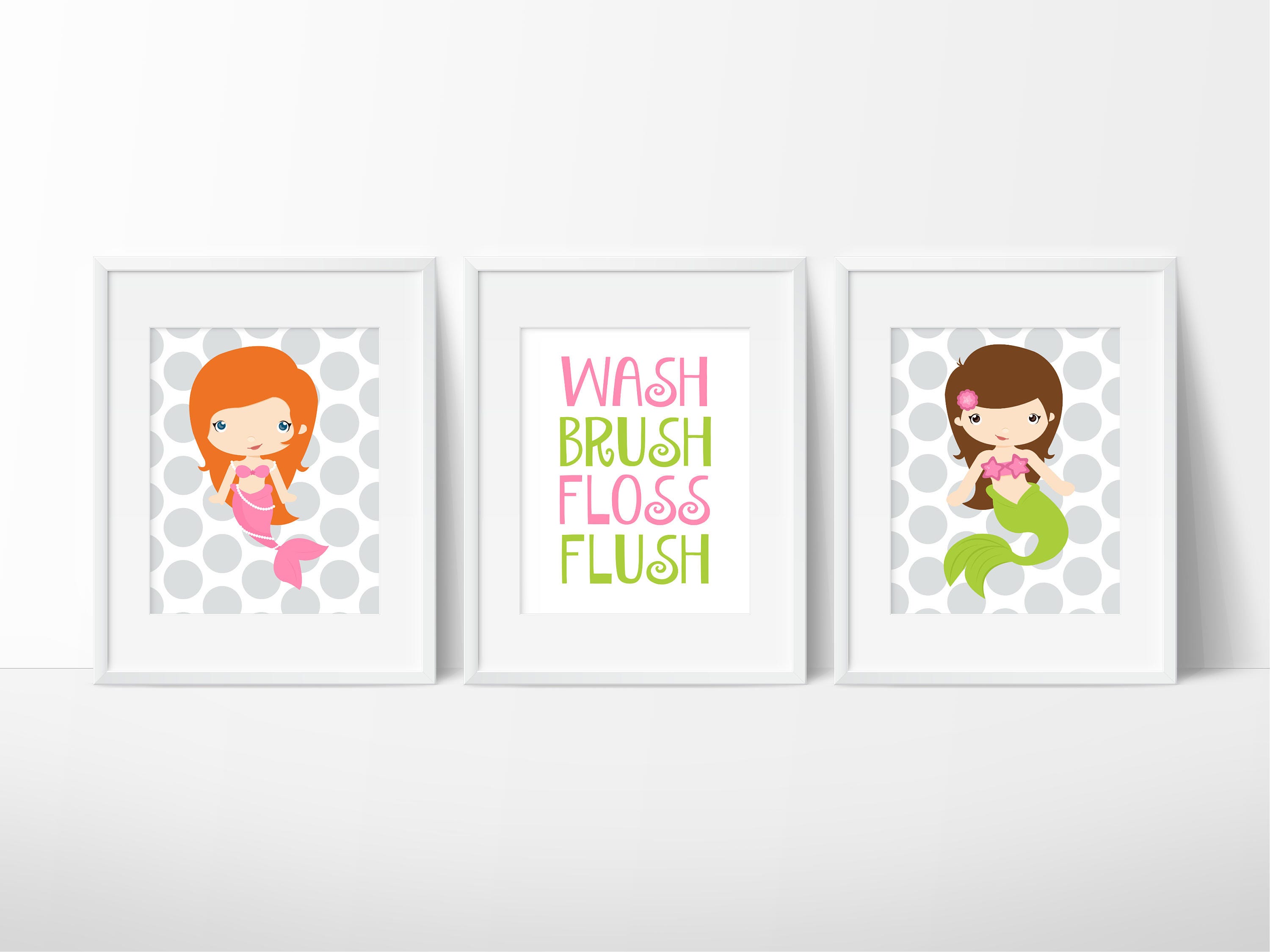 Mermaid Bathroom Art Prints Mermaid Bathroom Decor Sisters Etsy