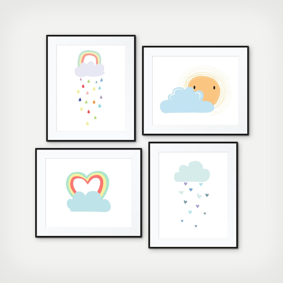 Nursery Rainbow Nursery Art Cloud Nursery Decor Weather Etsy