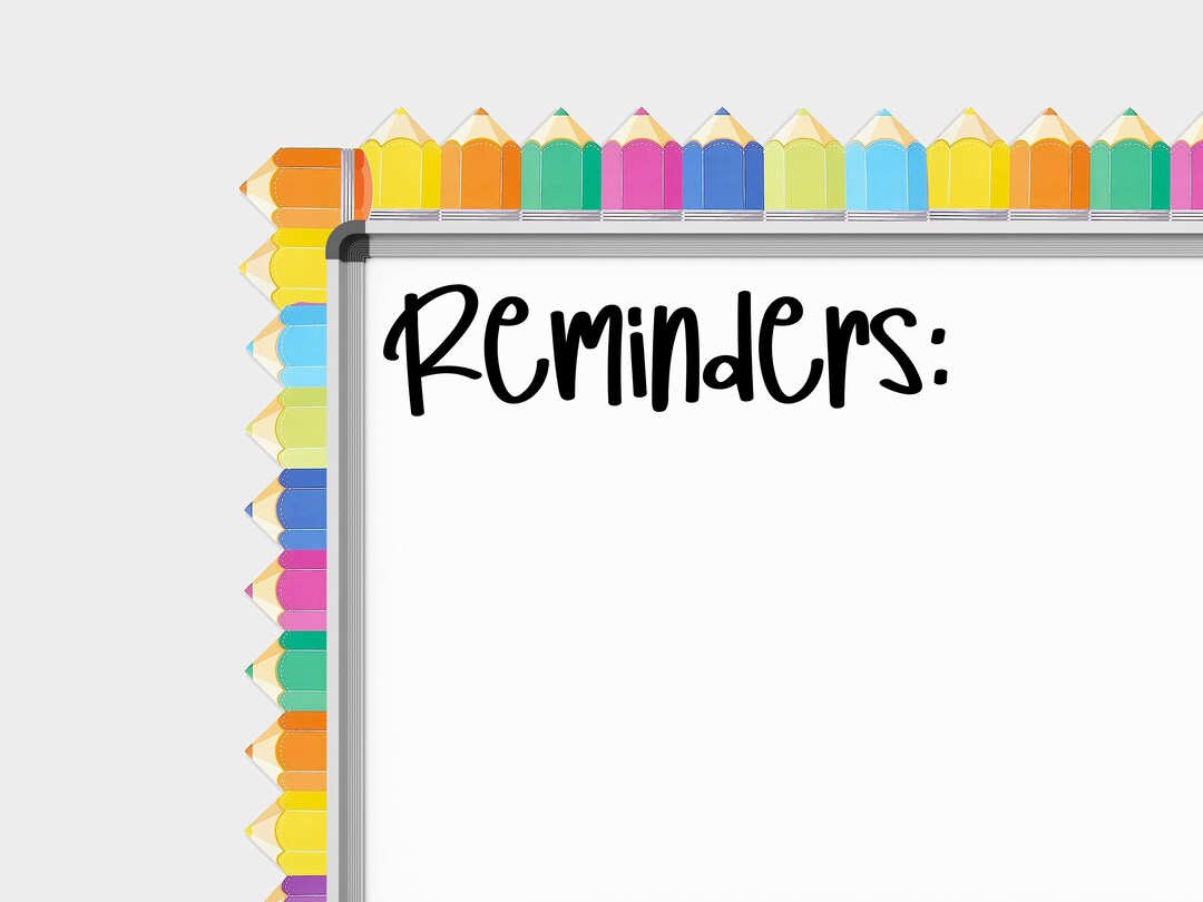 Reminders Decal for Classroom, Dry Erase Board Decal, Agenda Decal for