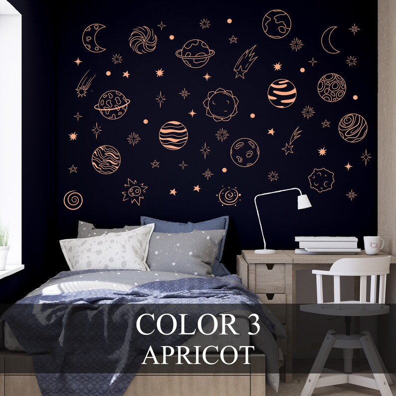 Solar System Wall Decal Space Wall Decals Nursery Wall Etsy