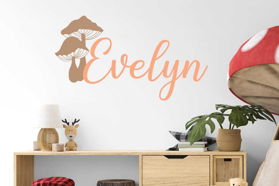Personalized Mushroom Wall Decal, Mushroom Wall Stickers, Mushroom Wall