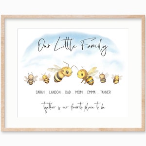 Custom Bee Family Print, Personalized Family Portrait, Bumble Bee Family Art, Bee Keeper Gift, Bee Lovers Gifts