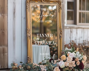 Personalized Wedding Mirror Decal, Happily Ever After Vinyl Sign