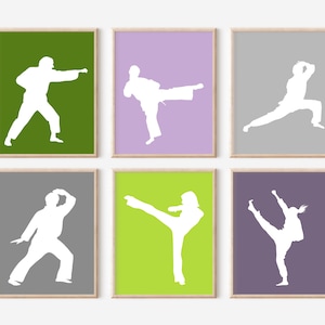 Personalized Karate Prints, Karate Studio Decor, Gift for Martial Artist, Set of 6