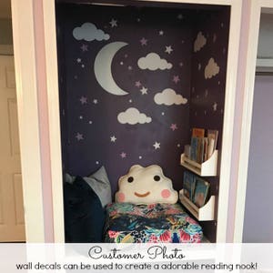 Moon, Stars and Clouds Decals, Cloud Wall Decal, Kids Wall Decoration, Nursery Wall Decal, Wall Decal for Nursery image 2