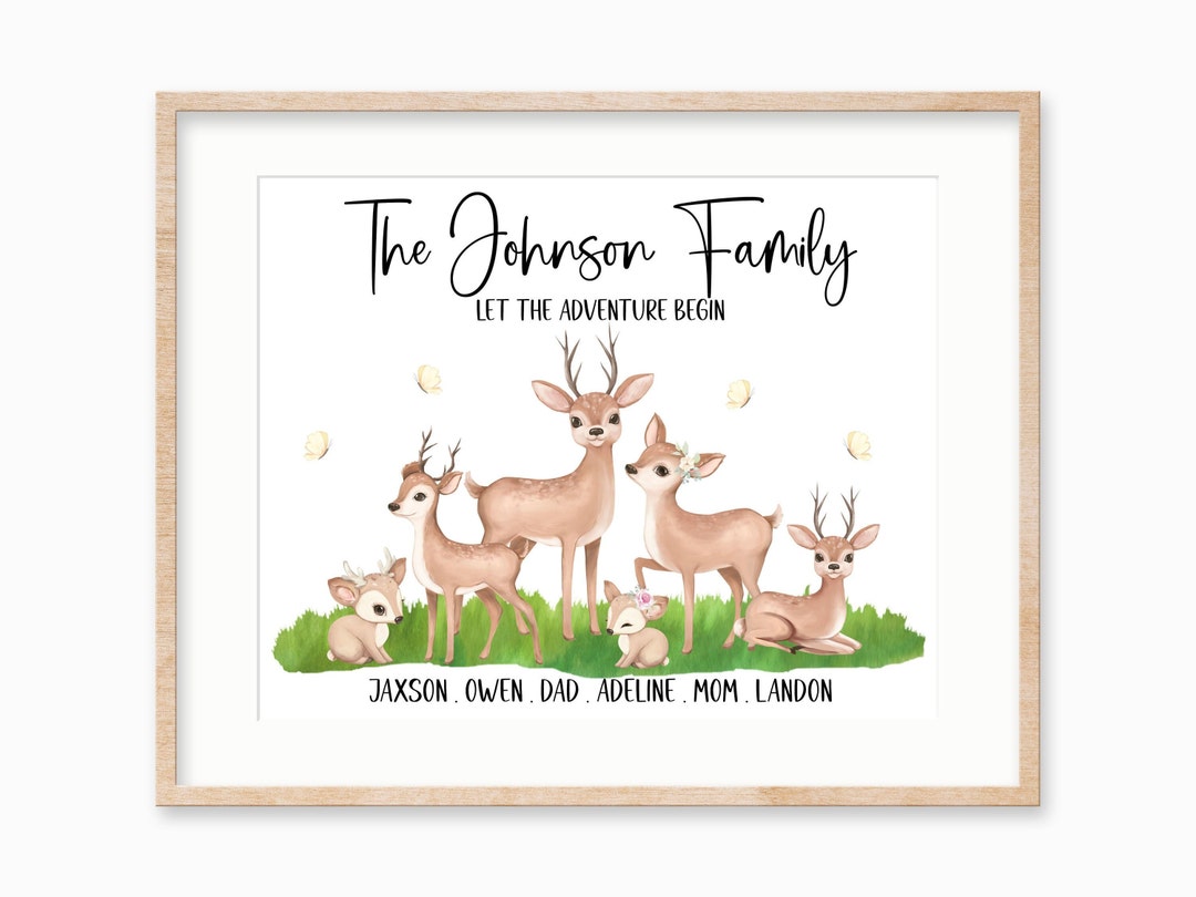Personalized Deer Family Faux Fur Shaped Pillow with Up to 7 Kids – Custom Names Cozy Family Pillow, Rustic Cabin Home Decor Gift for Parents, Mom or Family main image 1